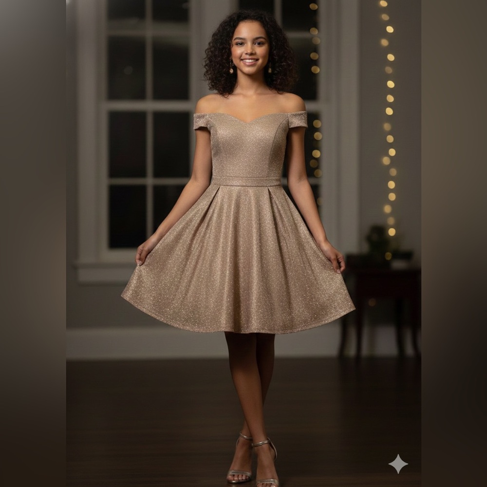 elegant gold dress with glitter